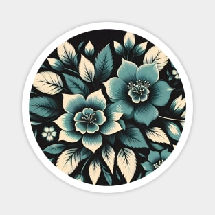 Teal Floral Motif Magnet